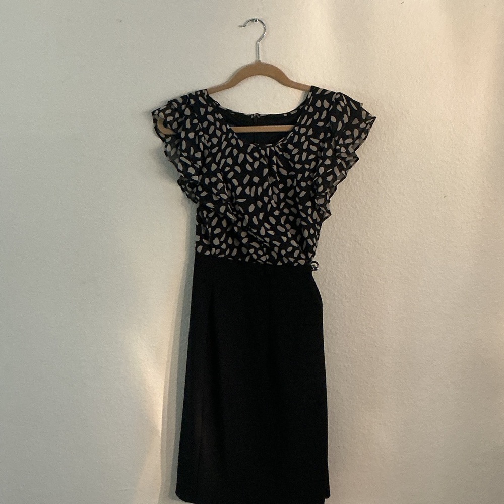 Apt. 9 Black and Cream Ruffle Midi Dress